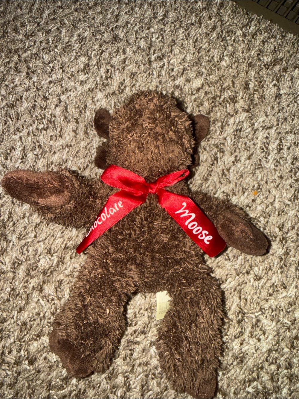 Dan Dee Chocolate Moose Plush Brown Stuffed Animal Red Bow